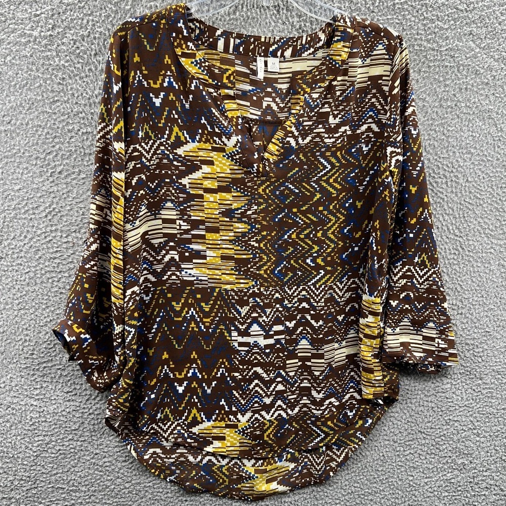 Women Southwestern Tunic Blouse M Geometric High Low Abstract Lightweight Tribal